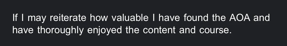 Message: I do feel so enriched doing AOA