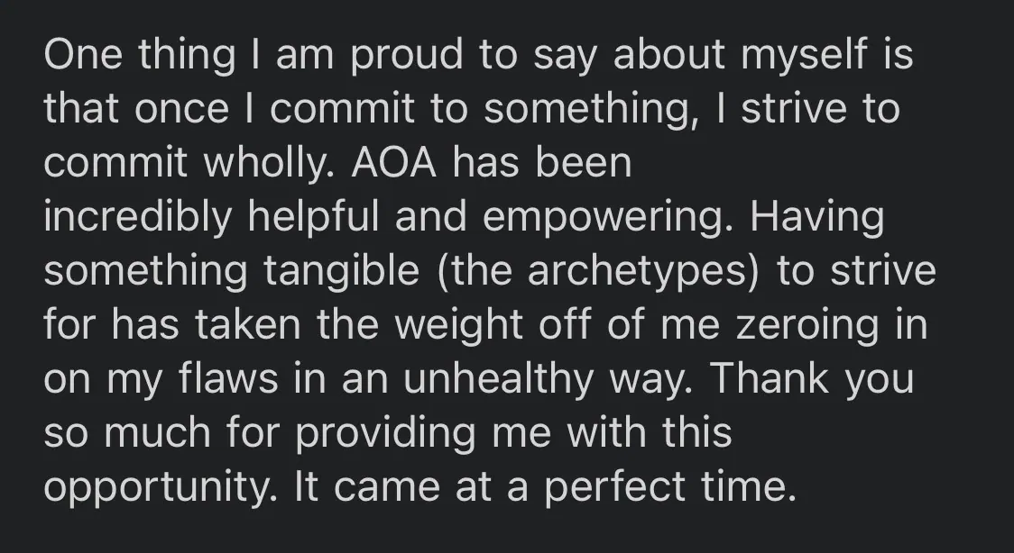 Message: how valuable I have found the AOA