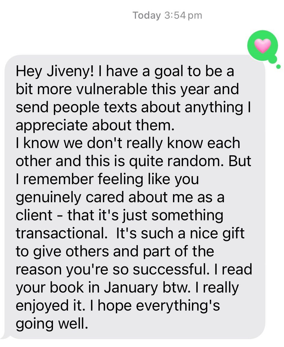 Client text message of appreciation