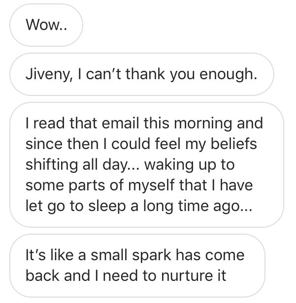 Client messages about beliefs shifting