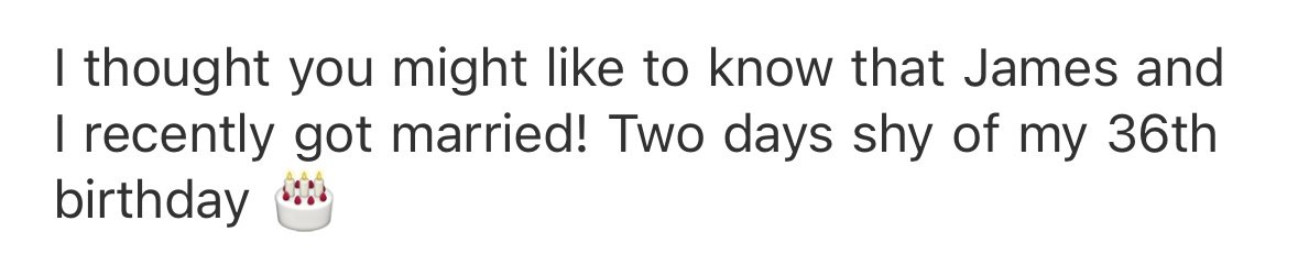 Client message about getting married
